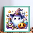 thumbnail image 2 of (11CTACC-6532__C__40X40) Hilo algodón ecológico bordado 11CT 3 hebras impresión 40*40cm Pequeño fantasma Halloween con sombrero kit serie navideña punto cruz, 2 of 9