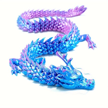 17.7inch 3D Printed Dragon Model Flexible Executive Desk Animals Toy Statue Chinese drgon Movable Joints Home Office Decor Interesting Toys for Autism/ADHD Festival Gifts toco Fidget Toys (RB)