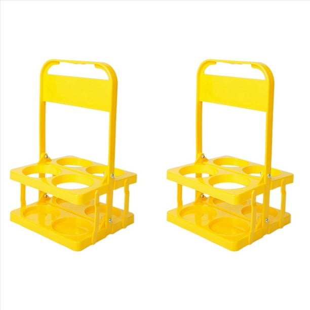 2X Portabebidas de Plástico Plegable con 4 Orificios, Portabebidas Reutilizable con Asa Portabebidas Portátil Amarillo