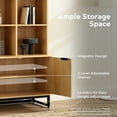 thumbnail image 6 of EYYTHUNG Farmhouse Bookshelf with Doors Cabinet, 71" Tall Storage Cabinet Bookcase 4 Tier Adjustable Shelves Storage Wooden Book Case, Natural Oak, 2pcs, 6 of 7