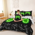 thumbnail image 3 of jejeloiu Games Console Lover 7-Piece Bedding Comforter Set,Pixel Miner Grid King Bedding Sets For Camepad Gamer Reversible, 3 of 7