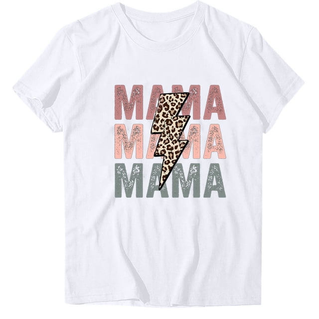 Camiseta de Cuello Redondo Impresa Del Día de la Madre para las Mujeres, Camiseta Casual de Manga Corta para la Primavera Y el Verano