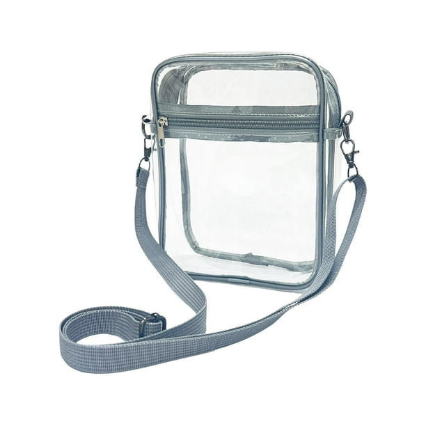 Bolso bandolera transparente para hombre y mujer, bolso de hombro transparente, bolso de mano para festivales. Gris Grande
