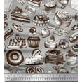thumbnail image 1 of Soimoi Cotton Voile Fabric Cupcake,Donut & Cookies Food Print Fabric by Yard 42 Inch Wide, 1 of 1