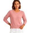 thumbnail image 5 of Dwellite Women Sweaters Knitted Cropped Crewneck Basic Trendy Fall Tops Cropped Sweater Winter Long Sleeve Dressy Top 2026 Pink L, 5 of 6