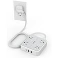 thumbnail image 1 of Barre d'Alimentation à Prise Plate avec Protection contre les Surtensions, Cordon d'Extension de 5 Pieds, 4 Prises et 3 Ports USB (1 USB-C), Gris, 1 of 19