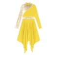 thumbnail image 5 of Sinleey Women's Color Patchwork Long Sleeve Asymmetric Lyrical Dance Dress Praise Liturgical Yellow L, 5 of 6