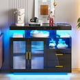 thumbnail image 3 of HNEBC Multifunctional Design Modern Sideboard with Wireless Charger and 2 Drawers, Wood Black, 3 of 9