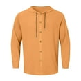 thumbnail image 3 of Krdevn Mens Shirts - Men's Long Sleeve Shirt Casual Solid Holiday Cardigan Hooded Shirts Tops,Mens Fall Shirts,Color:Orange,Size:3XL, 3 of 5