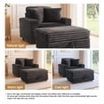 thumbnail image 6 of DREAMISDEA Oversized Accent Chair with Storage Ottoman & Cup Holder, Faux Fur Upholstered Sofa Bed Indoor Chaise Lounge Chair for Living Room, Comfy Large Arm Chair Reading Seat - Chocolate, 6 of 6