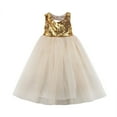 thumbnail image 1 of Robe de Bal pour Bébé Fille Sans Manches Dos Nu Robe en Tulle Patchwork à Paillettes Robe de Princesse Formelle, 1 of 5