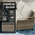 thumbnail image 6 of COOS BAY 5 Piece Brown Wicker Patio Sofa Set Outdoor Rattan Furniture Conversation Set Loveseat, Swivel Glider Chairs with Gray Cushions, Wood Grain Top Tables, 6 of 10