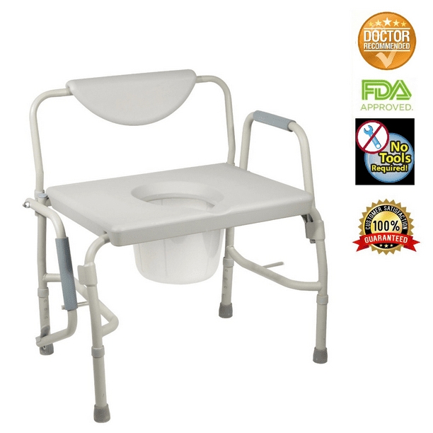 Healthline ThreeInOne Drop Arm Commode Bedside Commode, Toilet Safety Frame, Elevated Toilet