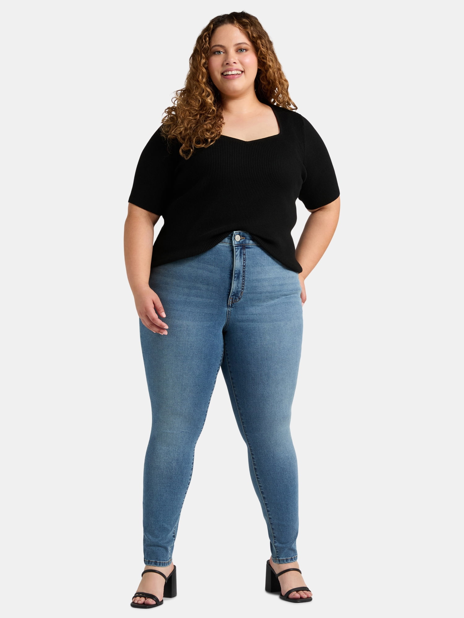 Terra & Sky Women's Plus Size Skinny Straight Jeans, Sizes 14W-34W