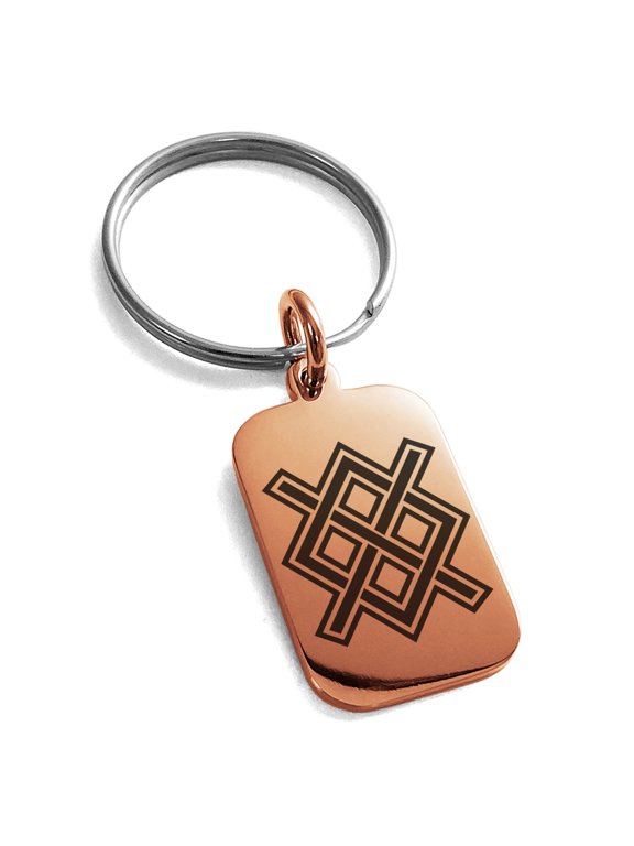 Stainless Steel Gungnir Rune Viking Norse Engraved Small Rectangle Dog Tag Charm Keychain Keyring