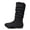BLACK, variant on BURUDANI Girl's Kid's Cute Zipper Flat Heel Mid Calf Boot Shoes BLVD-K BLACK Size 13
