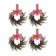 thumbnail image 4 of YIFUNIN 4pc 26cm Christmas Kitchen Cabinet Wreaths with Plaid Bow Ribbon, Mini Christmas Wreaths with Berries and Bow for Kitchen Window Outdoor Indoor Holiday Decor, 4 of 7
