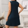 thumbnail image 5 of Plus Size Work Dresses for Curvy Women Floral Church Wedding Guest Dresses Sleeveless Semi Formal Summer Dress Blue, 4XL, 5 of 7