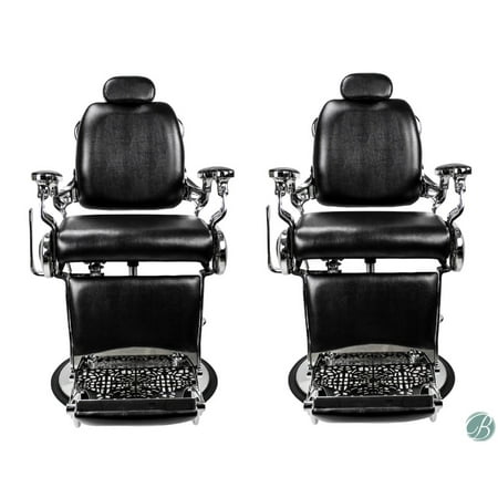 Set Of 2 Roosevelt Vintage Style Barber Chair Reclining Heavy Duty