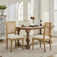 thumbnail image 2 of French Decor Chairs Set of 2, Louis Dining Chairs with Square Rattan Backrest and Exquisitely Carved Solid Wood Frame for Living Room, Kitchen, Restaurant,Beige, 2 of 11
