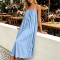 thumbnail image 6 of Plus Size Summer Dresses for Women Women's Summer Pleated Maxi Dress Loose Sleeveless Long With Casual Style for Beach Vacation Light Blue Xxl, 6 of 9