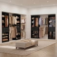 thumbnail image 4 of Homieasy Adjustable Walk-in Closet System, 10.7FT (72"-128.6") with 4 Wooden Drawers, 6 Hanging Rods, 3-Tier Shoe Rack & Grid Cubes, Heavy-Duty 1000LBS Capacity for Bedroom Organization,Black, 4 of 6
