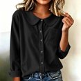 thumbnail image 4 of Neewe Cotton Blend Button Down Shirt for Women Collared Blouse Casual Long Sleeve Tops Daily Outfits, 4 of 6