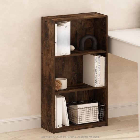 BASIC Book Shelf, 3-Tier Bookshelf with Open Shelves, Standing Bookcase, 9.3" x 21.8" x 39.5", for Organization and Storage, for Living Room, Bedroom, Home Office,