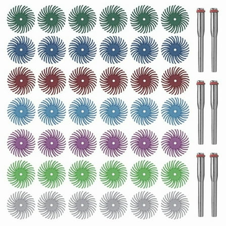 42pcs 1 Inch Radial Bristle Disc Kit with 1/8 Inch Shank for Rotary Tool Mixed Grit Abrasive Brush -Polishing Pad,42pcs 1 inch radial bristle disc 6Pcs 1/8 inch shank,Mixed Color