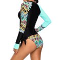 thumbnail image 3 of Maillot de Bain Tankini à Manches Longues avec Détail Bleu Contrasté pour Femmes, 3 of 11
