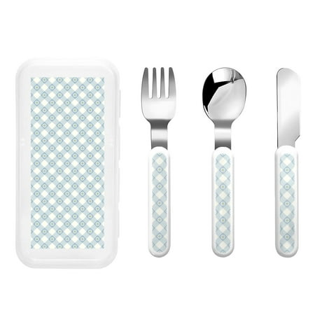 

Matuu Daisy Plaid Blue for Stainless Steel Kids Cutlery and Toddler Flatware Kids Utensil Set includes Knives Forks Spoons Ideal for Home and Preschools