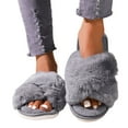 thumbnail image 4 of House Slippers for Women Memory Foam Open Toe Fluffy Shoes Fuzzy Indoor And Outdoor Slip On Soft Sole Womens Slippers, 4 of 9