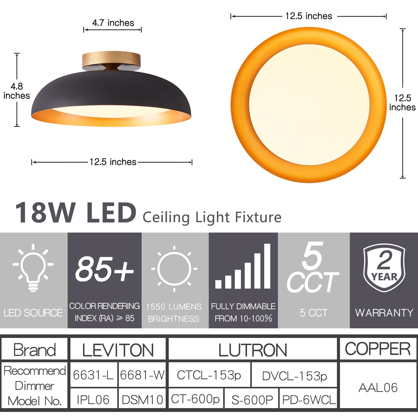 BESTOMINE Flush Mount Ceiling Light,12.5 inch Ceiling Lighting Fixture,Mid Century Light Fixtures Ceiling Mount,5CCT Dimmable/2700K-6000K/20W,Kitchen Lighting Fixtures Ceiling