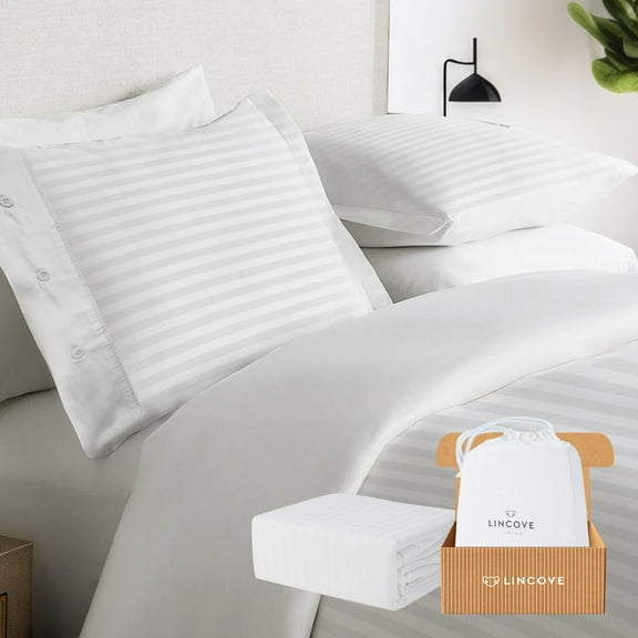 Lincove Luxury Duvet Cover Set Denia Collection- 100% Ultra Soft Cotton Sateen