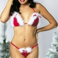 thumbnail image 4 of Lingerie de Noël pour Femmes Jeu de Rôle Dentelle Nœud Aguichant Charmant Ensemble Trois Pièces, 4 of 4