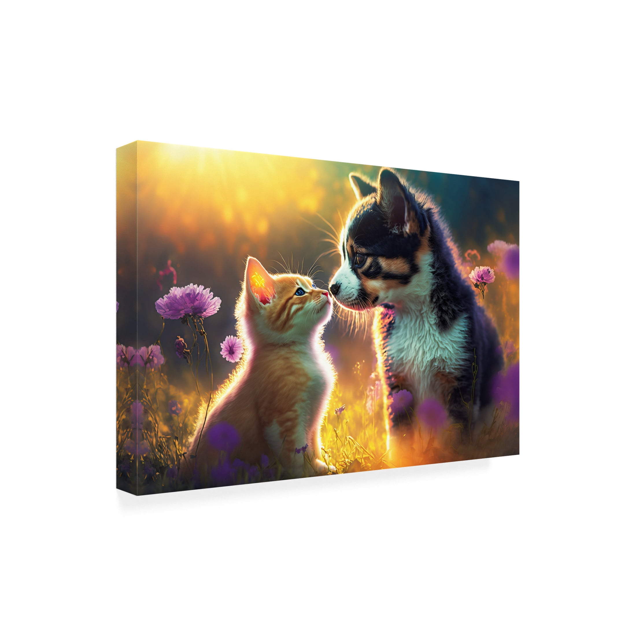 Canvas Wall Art - Ray Heere 'Cats And Dogs 8' Wall Art for Living Room, Bedroom, or Office Décor by Trademark Fine Art - 24 x 16 Inches