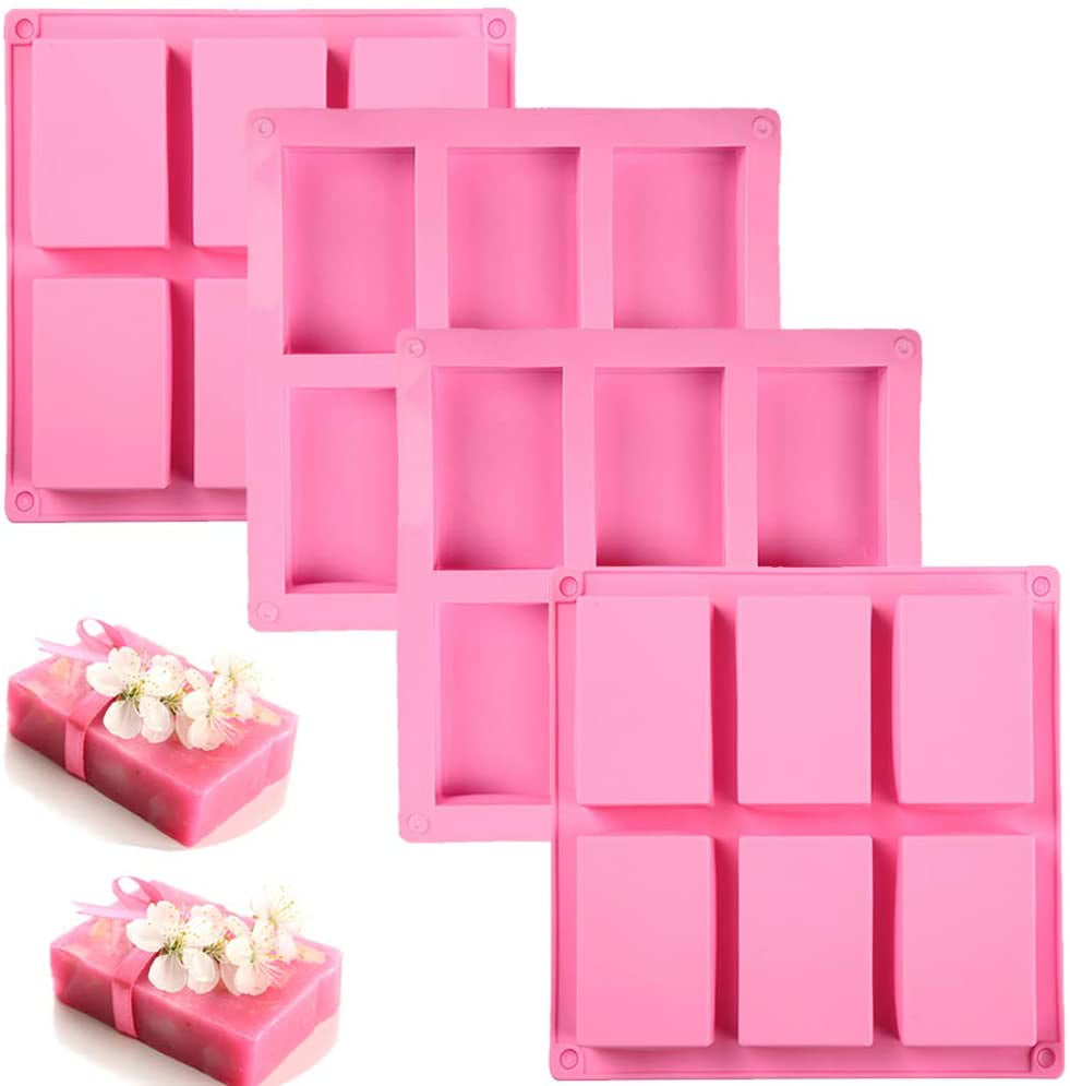 Rectangle Silicone Soap Molds 6 Cavity Soap Making Mold for Baking Cake Pudding