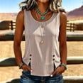 thumbnail image 2 of Womens Summer Tank Tops Round Neck Sleeveless Buttons Casual Dressy Tunics Basic Business Work T Shirts Blouses, 2 of 6