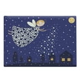 thumbnail image 1 of Night Cutting Board, Girls Cartoon in Sky Casting Magic over Houses Hearts Stars, Decorative Tempered Glass Cutting and Serving Board, Large Size, Blue Marigold White, by Ambesonne, 1 of 1