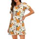 thumbnail image 1 of Balery Squirrel With Colorful Tail Camisón de manga corta con cuello redondo para mujer, cómodo y elegante., 1 of 6