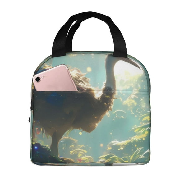 Vsdgher Majestic Ostrich In Forest Lunch Bag, Lunch Box for Women Adult Men, Lunch Tote Insulated Cooler Lunch Container for Work/Office/Picnic/Travel