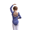 thumbnail image 2 of ‌LYMAYTER ‌Girls Ballet Costume Solid Color Long Sleeve Basic Leotard Summer Ruffled Practice Wear 3-11Y, 2 of 8