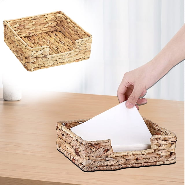 New Style Straw Tissue Box Water Hyacinth Woven Storage Basket Storage Box Desktop Storage Basket
