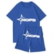 thumbnail image 2 of Conjunto de camisetas y pantalones cortos con cuello redondo y manga corta con estampado NOFS informal a la moda para hombre Azul, 2 of 6
