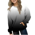 thumbnail image 2 of DxhmoneyHX Crewneck Sweatshirts for Girls Plaid Graphic Oversized Sweatshirt Lightweight Kids Long Sleeve Cute Pullover Tops with Pocket 2-12 Years, 2 of 7