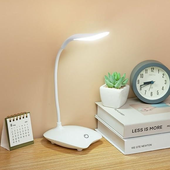L谩mpara LED De Escritorio, Iluminaci贸n Recargable Por USB, Protecci贸n Ocular, Luz Nocturna Para Habitaci贸n, Mesita De Noche, White