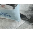 thumbnail image 3 of Ambesonne Cartoon Quilted Coverlet 3 Pcs, Furry Pink Nose Kitten, King Size, Black White Blue, 3 of 4