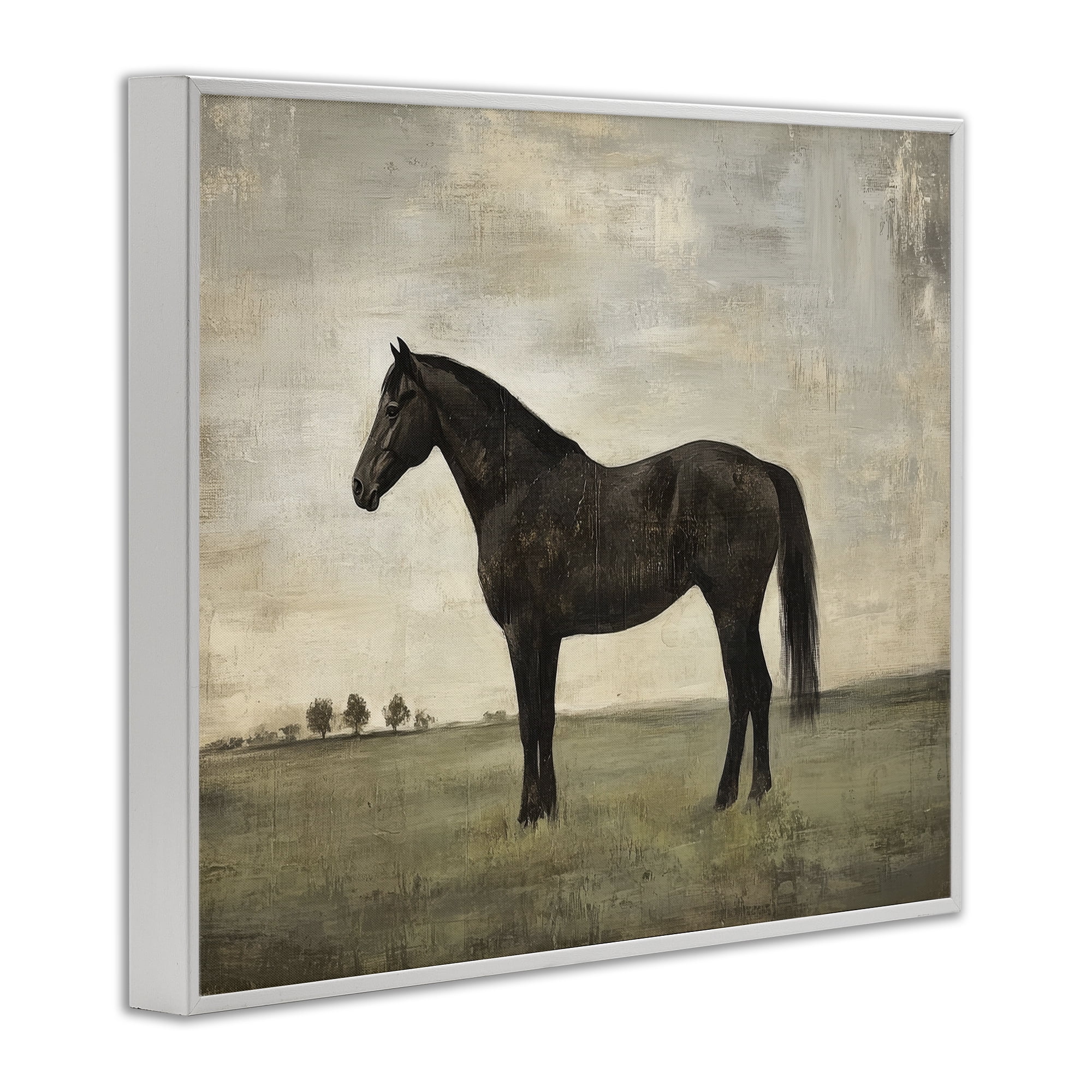 Stupell Industries Distressed Horse Portrait White Framed Giclee Art, design by Petal Prints Design