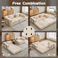 thumbnail image 4 of Convertible Floor Sofa Bed, Chenille Cloud Couch with Pillow Back & Armrest, Foldable Loveseat Sectional Sofa with Fixed-Shape Frame for Living Room, Beige, 4 of 7