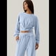 thumbnail image 4 of Conjunto de Chándal de 2 Piezas para Mujer: Sudadera Corta con Parte Delantera y Pantalón Deportivo de Pierna . Conjunto de Estar por Casa. Azul M, 4 of 8